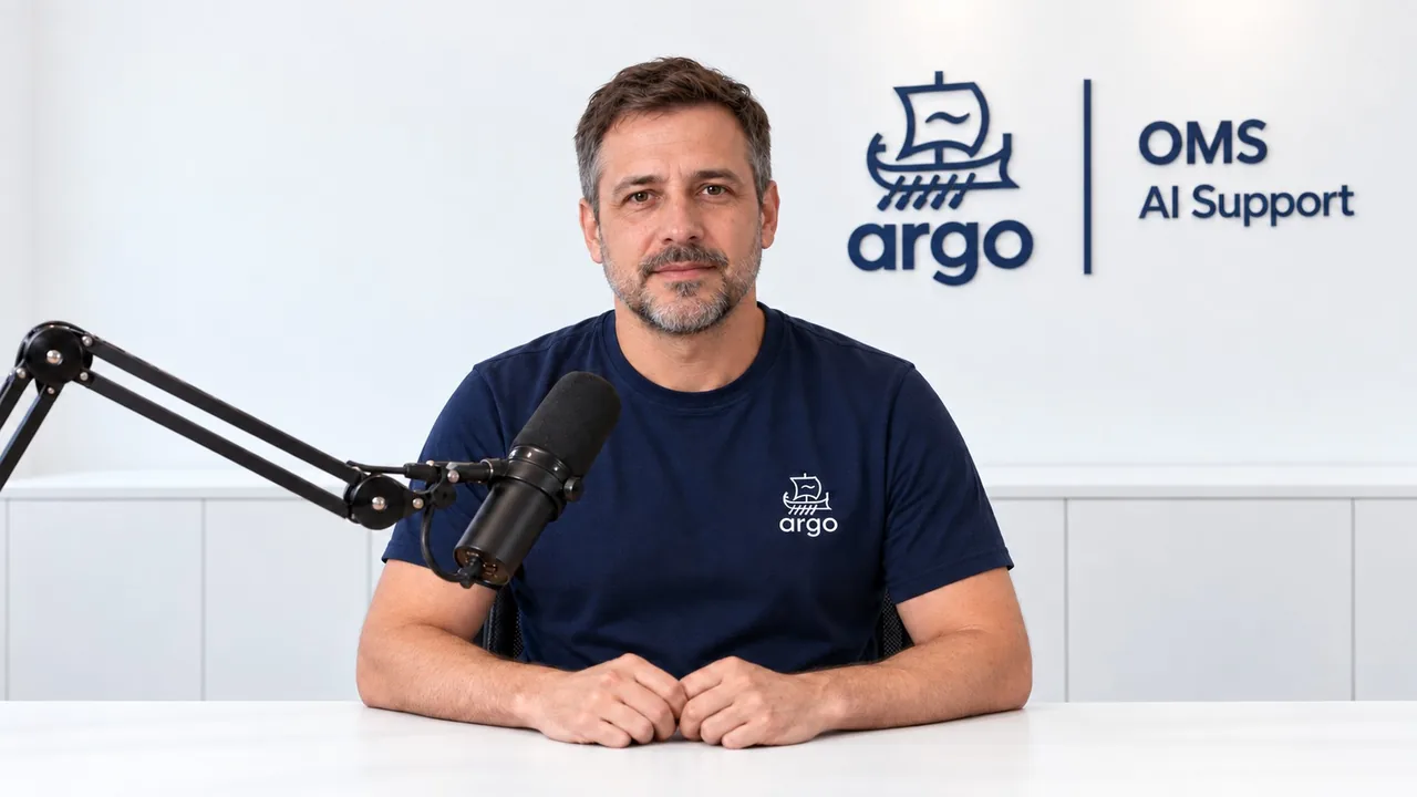 Wirtualny prezenter ARGO w jasnym biurze